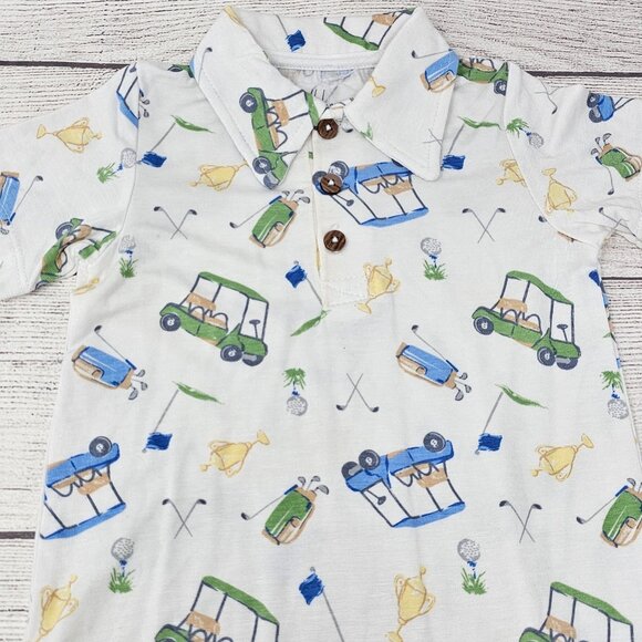 NWT Milkberry‎ Rayon from Bamboo Baby Boys Golf Romper Size 6-9 months - Picture 1 of 4